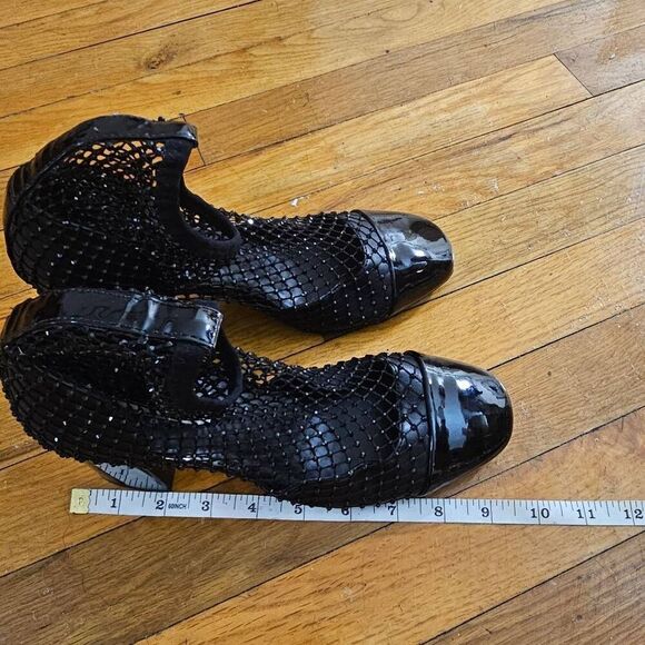 Steve Madden Eleanor Crystal Embellished Ankle Heel Black Boots Rhinestone Mesh - Picture 13 of 13